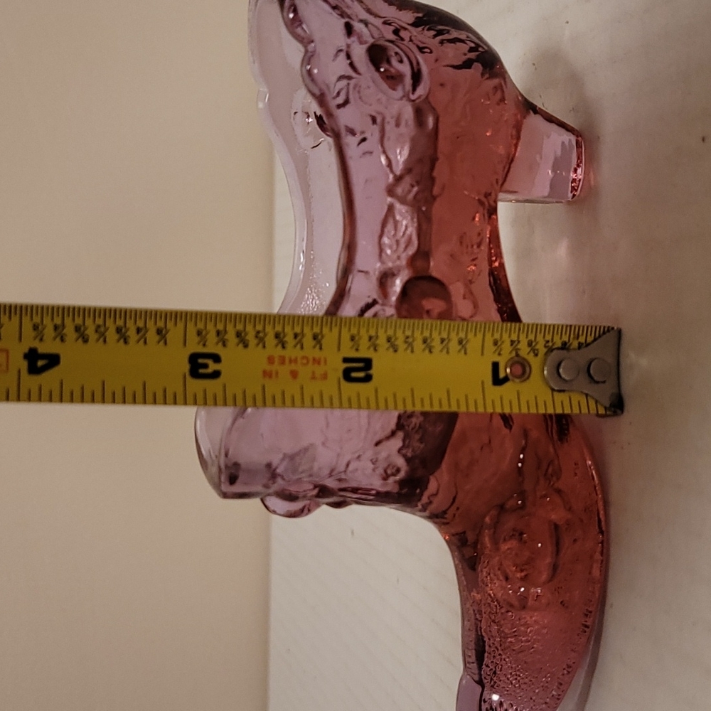 Vintage Fenton Pink Glass Shoe with Embossed Rose Design - Picture 16 of 16